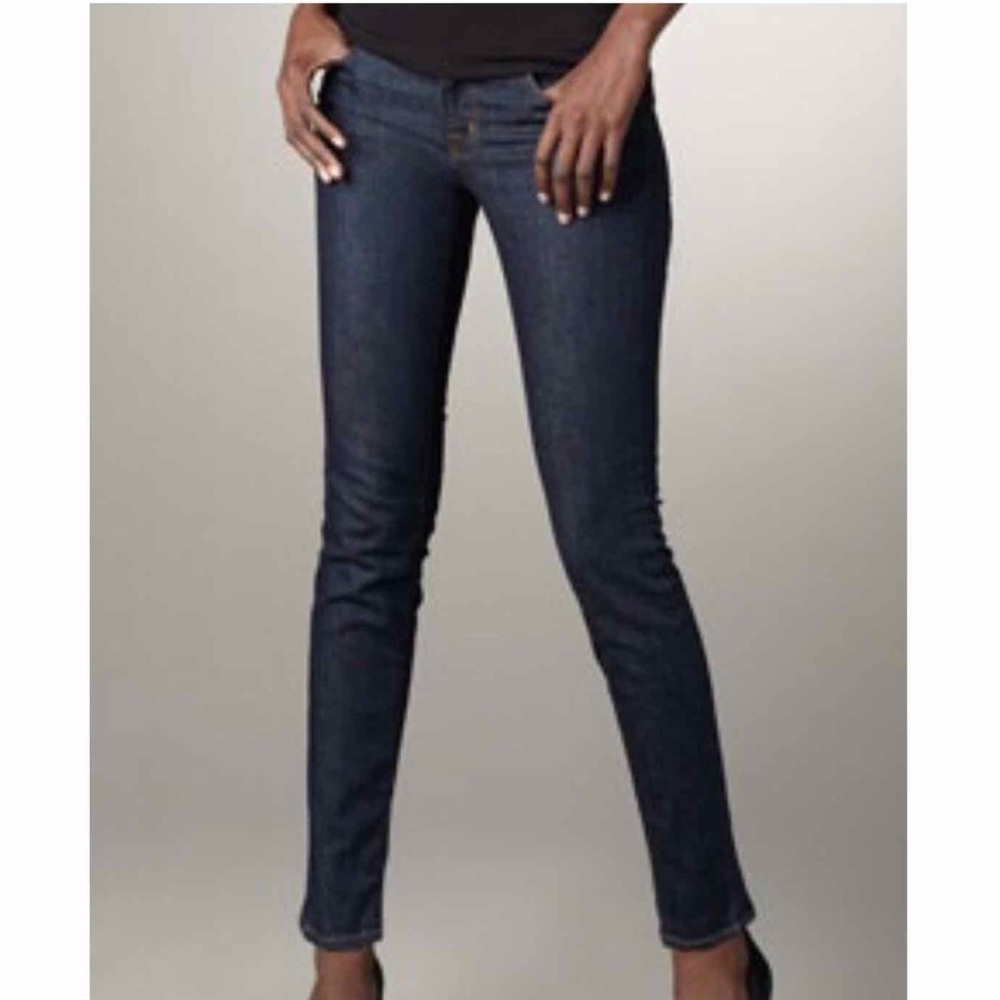 Rare J Brand Size 31 Low Rise Skinny ‘910’ Jean in Pure Dark Denim 10” Leg